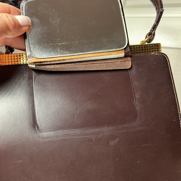 Bienen Davis Vintage Brown Leather Structured Snap Lock Closure Handbag - Picture 4 of 15